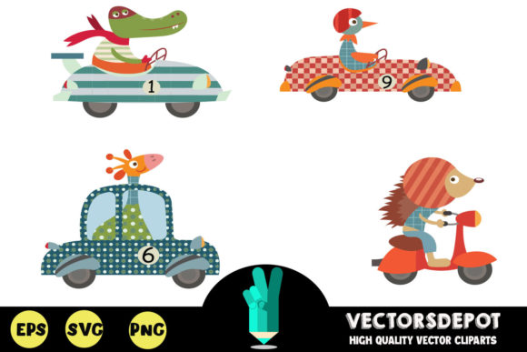 Animals Racing Clipart: Graphics for Local Business Branding