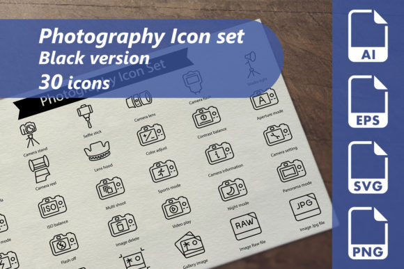 Photography Line Icon Set for Crafters