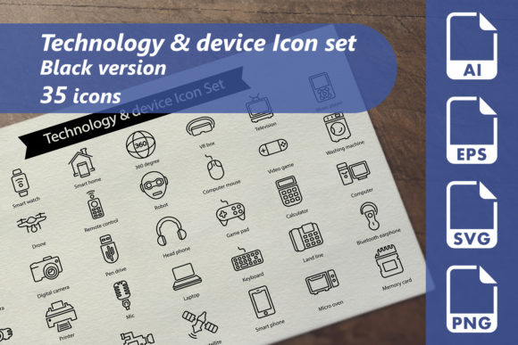 Technology Device Line Icon Set